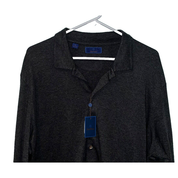 David Donahue Charcoal Gray Long Sleeve Pima Cotton Mens Shirt Size XL NWT